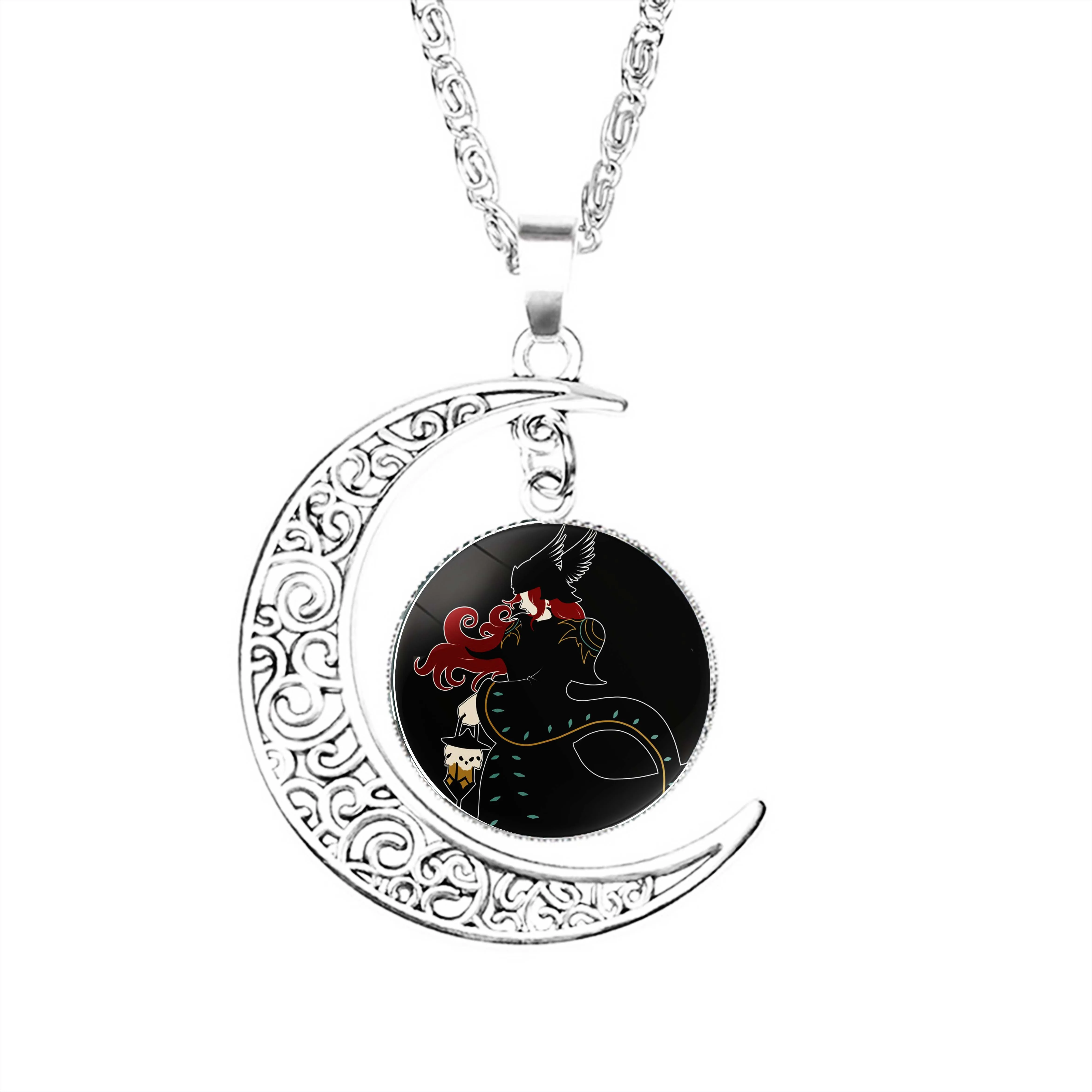 Модное ожерелье Razgriz в виде призрака и Луны для мальчиков и женщин, Очаровательное ожерелье для девушек, подарки для мужчин и женщин, подвеска из нержавеющей стали, аксессуары