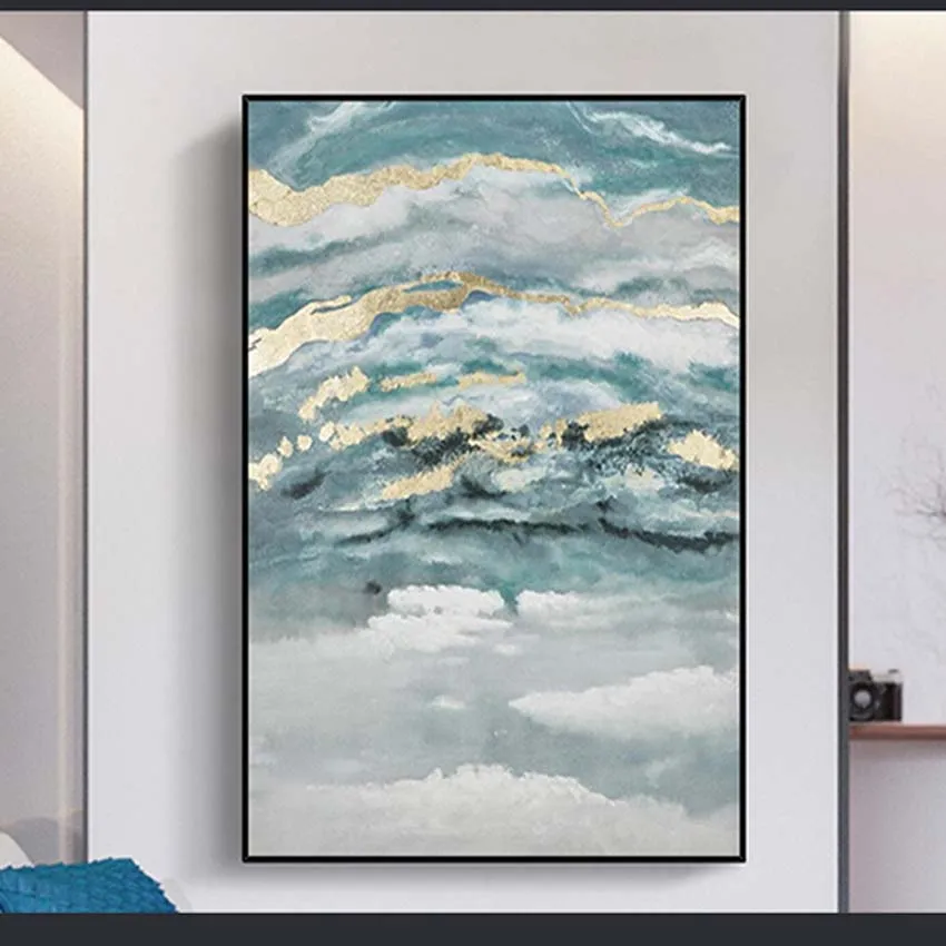 

Abstract Acrylic Oil Painting Hand Painted Gold Sky Scenery For Wall Decoration No Framed Art Pciture Poster For Entrance Room