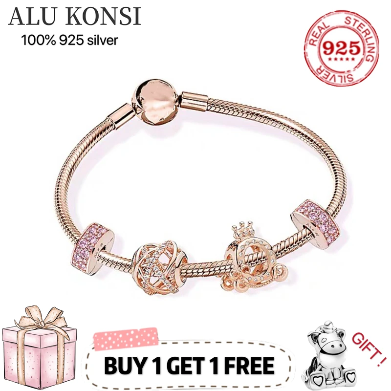

New Hot Sale Real 100% 925 Sterling Silver pan bracelet Magic Land Series Charms Bangle For Women Fit Original DIY Charm Jewelry