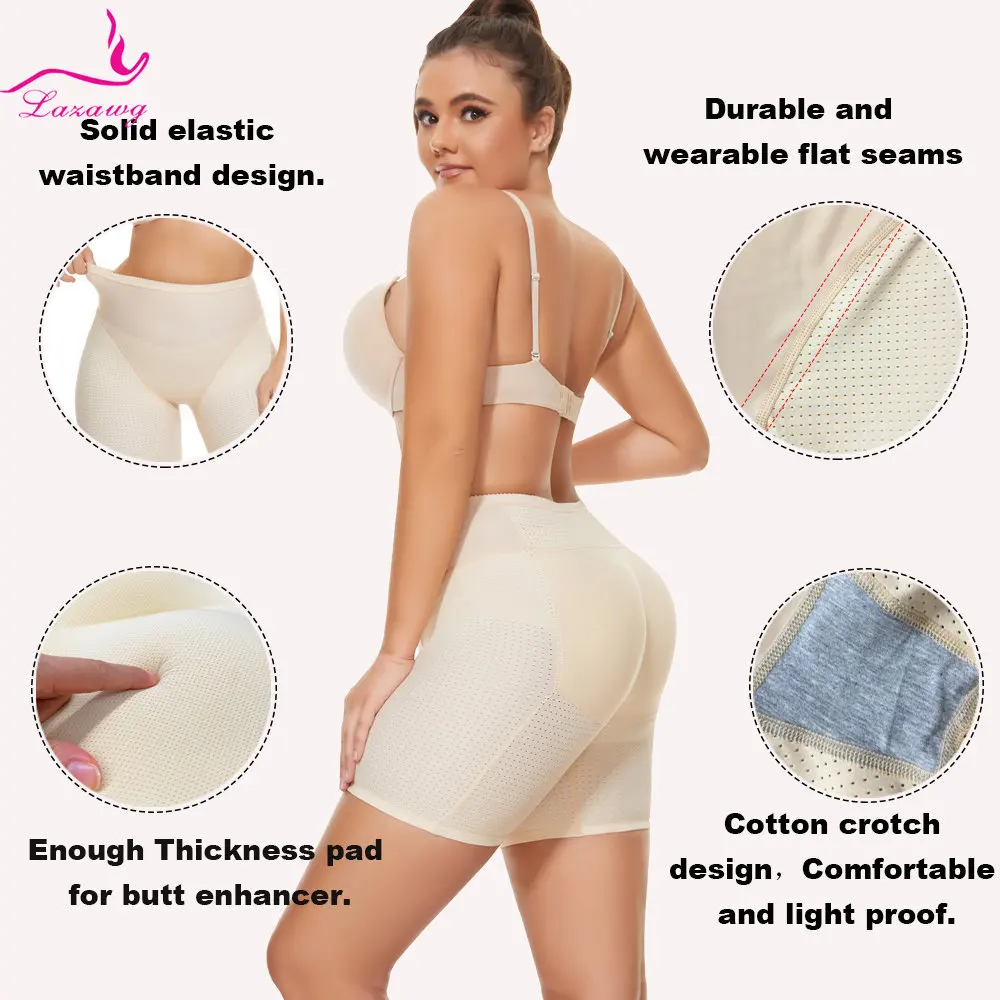 LAZAWG Women Push Up Booty Lifting Panties with Pads Tummy Control Hip Enhancer Shorts Butt Lifter Underwear Slimming Shapewear