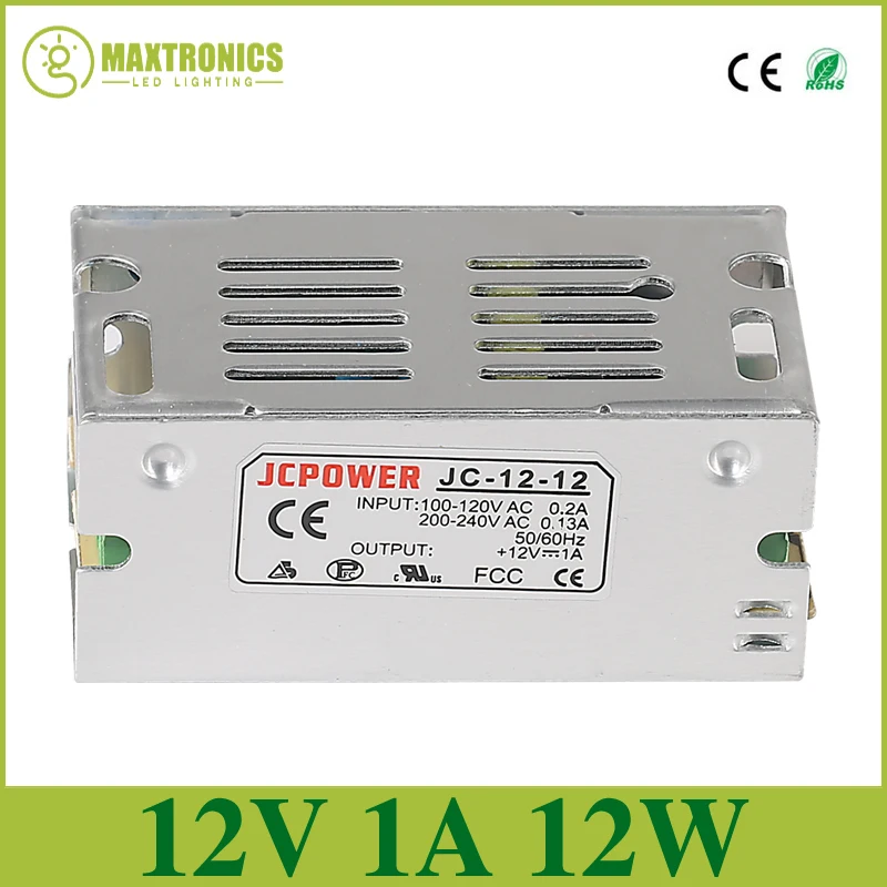 

Best 12V 1A 12W Lighting Transformer Switching Power Supply Driver for LED Strip AC 110-240V Input to DC 12V Free Shipping