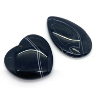 5pcs black striped agate pendants set natural stone healing meditation charms for jewelry diy making necklace accessories onyx