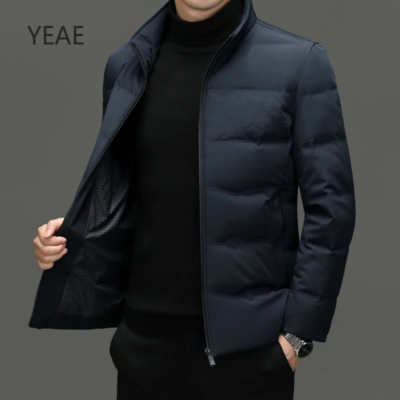 Мужская легкая пуховая куртка YEAE дизайнерская зимняя молочного цвета с