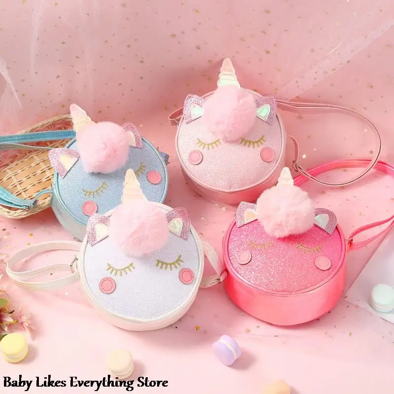 

Cute Rainbow 3D Unicorn Plush Shoulder Bag Girls Crossbody Purse Wallet Handbag Zipper Round Coin Purse Bag