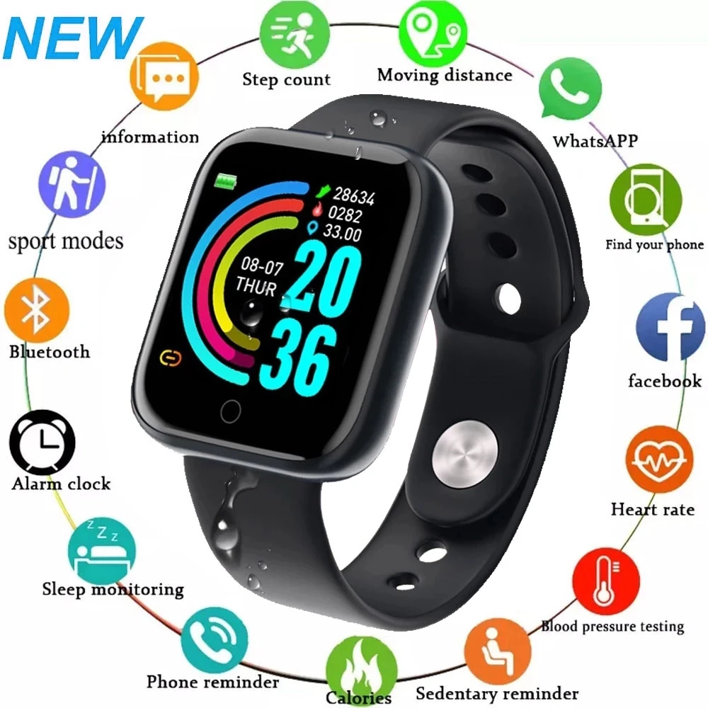 

D20 Pro Smart Horloge Y68 Bluetooth Fitness Tracker Sport Horloge Hartslagmeter Bloeddruk Smart Armband Voor Android Ios watches