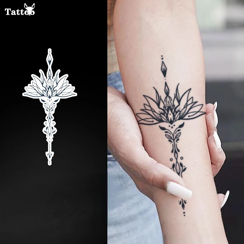 

Женская тату-наклейка Lotus Totem, временная татуировка hotwoman, тату для женщин