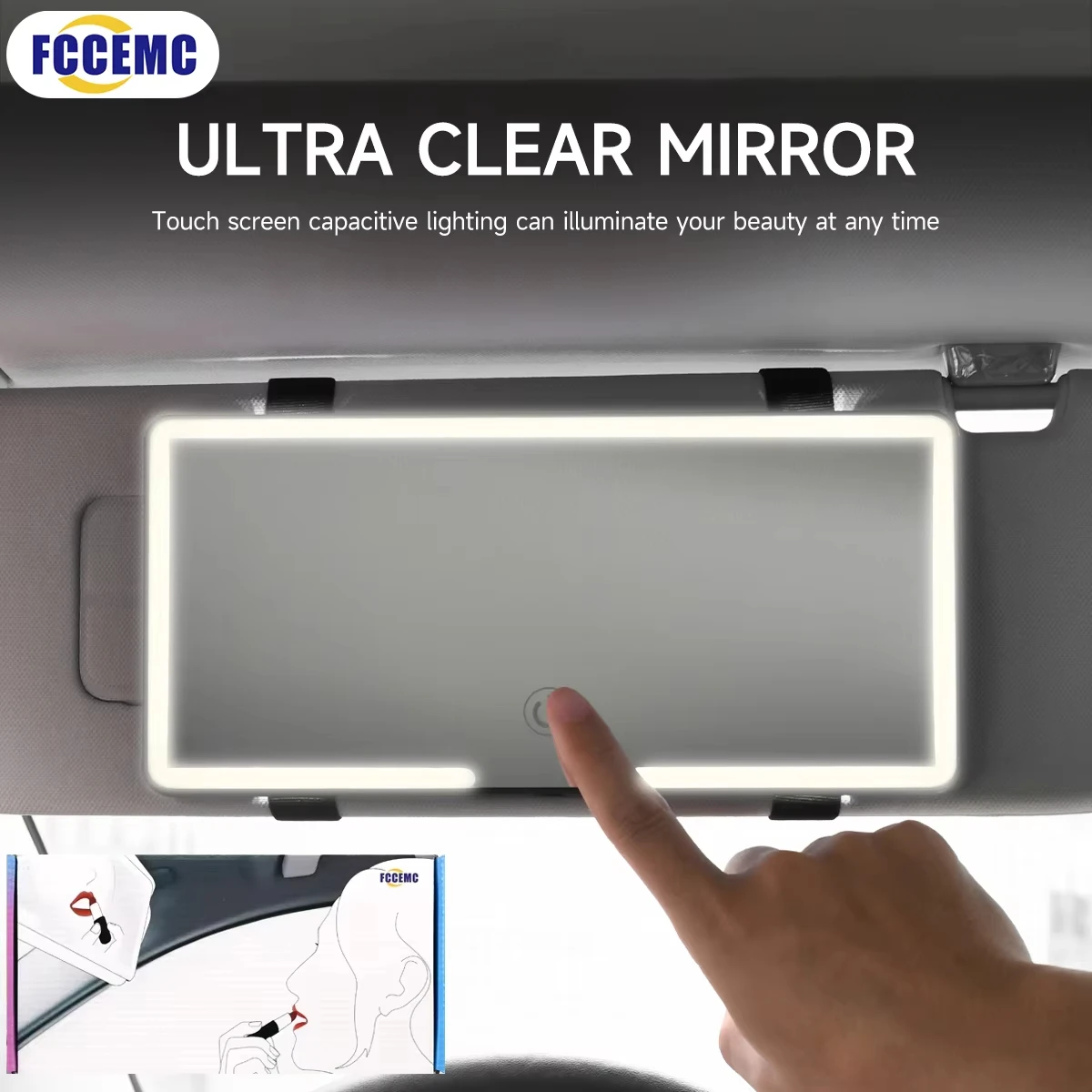 

Универсальное Тонкое Косметическое Зеркало HD LED Для Салона Автомобиля С Подсветкой, Перезаряжаемое