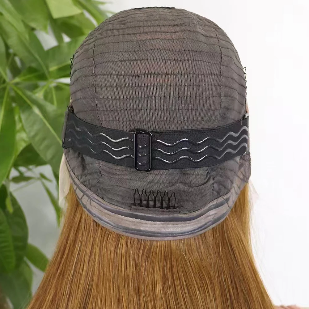 Bone Straight 13x4 Lace Front Wig Brown Colored Glueless Human Hair Ready To Wear Transparent Frontal Wigs for Women