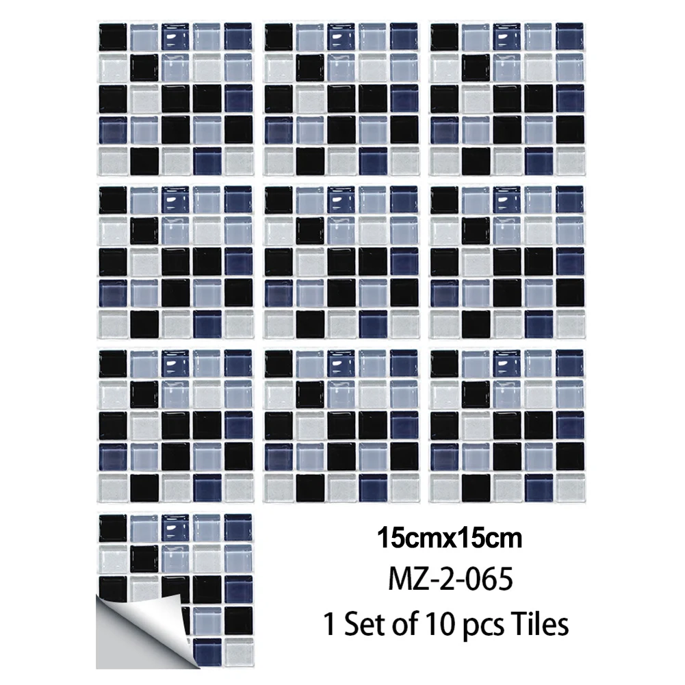 

10 Pcs Tile Sticker Mosaic Decal Stick Self-adhesive PVC 15cm For Wall Floor Paper Kitchen Bathroom Home Decoration Accessories