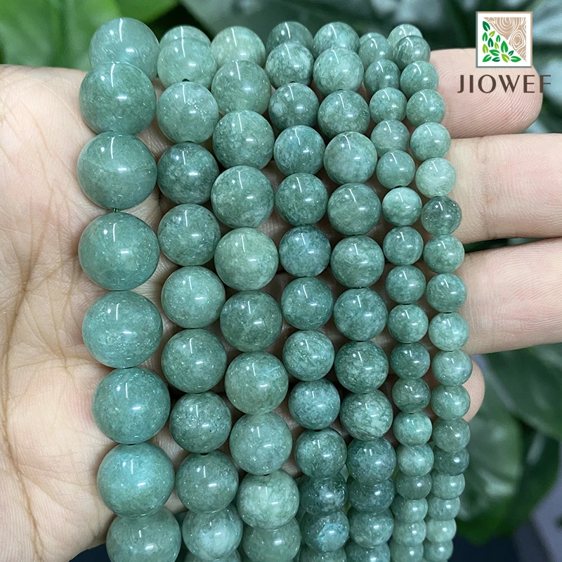 

6/8/10/12mm Natural Green Chalcedony Burma Jade Round Loose Spacer Beads 15" Strand DIY Ring Earrings Bracelet Jewelry Making