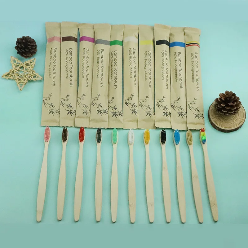 

10PCS Childre Biodegradable Bamboo Toothbrush Teeth Colorful Bristle Natural Bamboo Tooth brush Dental Eco Bambou Toothbrushes