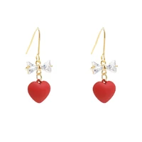 romantic heart earrings 925 silver jewelry with zircon gemstones drop earrings for women wedding party promise gift accessories