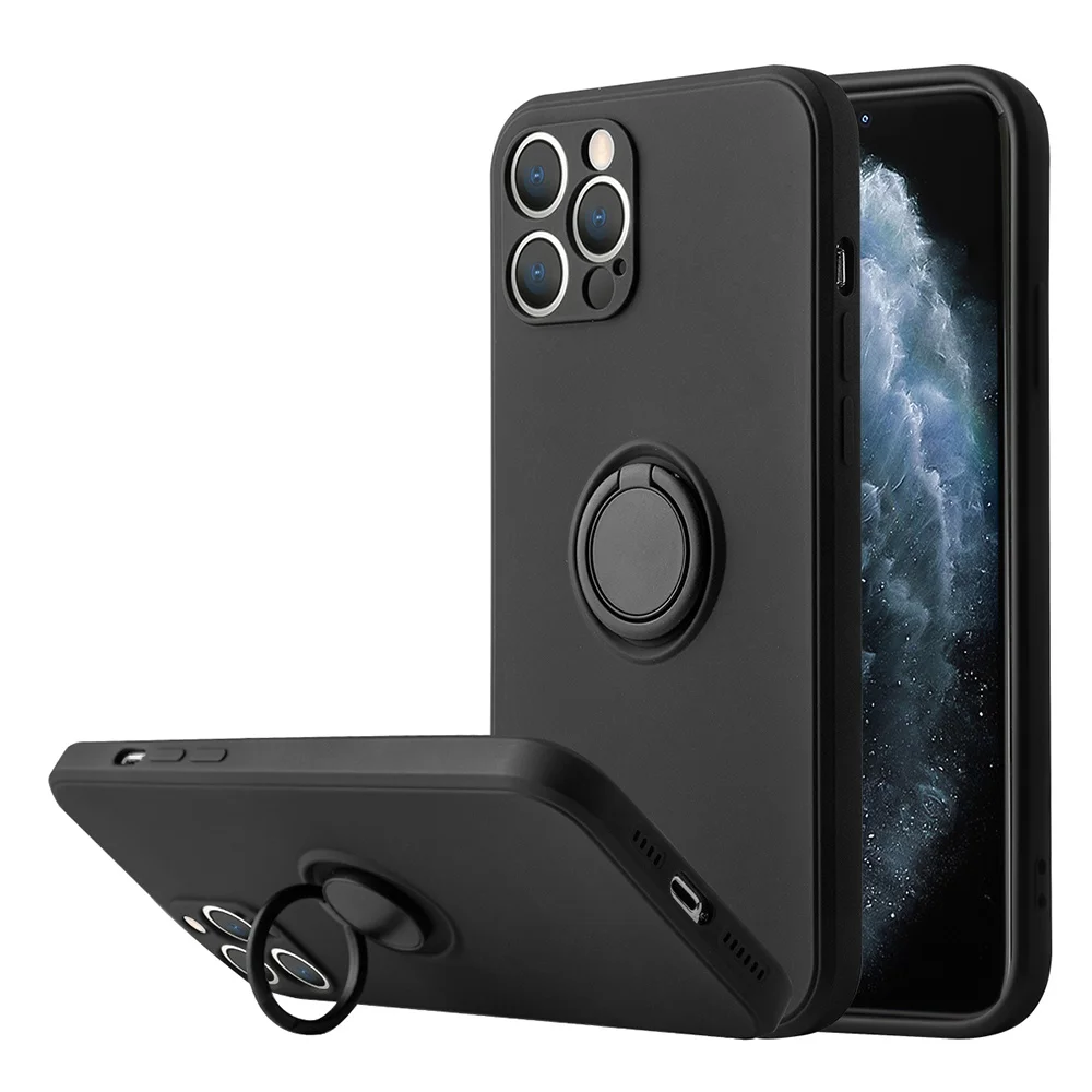 

Liquid Silicone Finger Ring Stand Magnetic Holder Bracket For iPhone 13 12 11 Pro Max Mini XR XS Max 7 8 Plus SE 2020 Phone Case