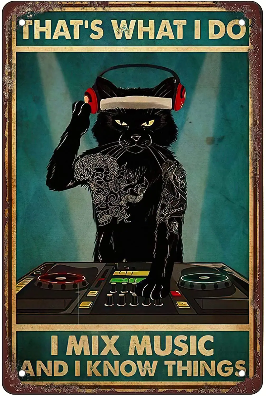 

Ретро Забавный металлический знак листовые знаки жестяной знак, влюбленные черной кошки то, что я делаю, смешиваю музыку, уличное украшение ...