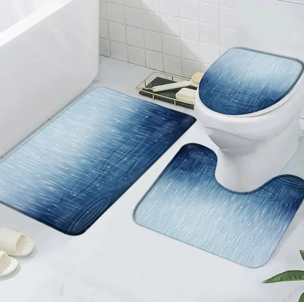 3 шт. коврик для ванной с каплями дождя капли воды синий фон современный