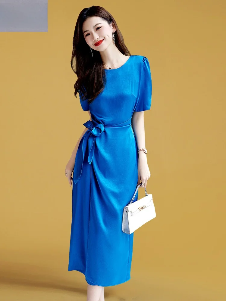 Женское платье средней длины облегающее длинное с высокой талией лето 2024