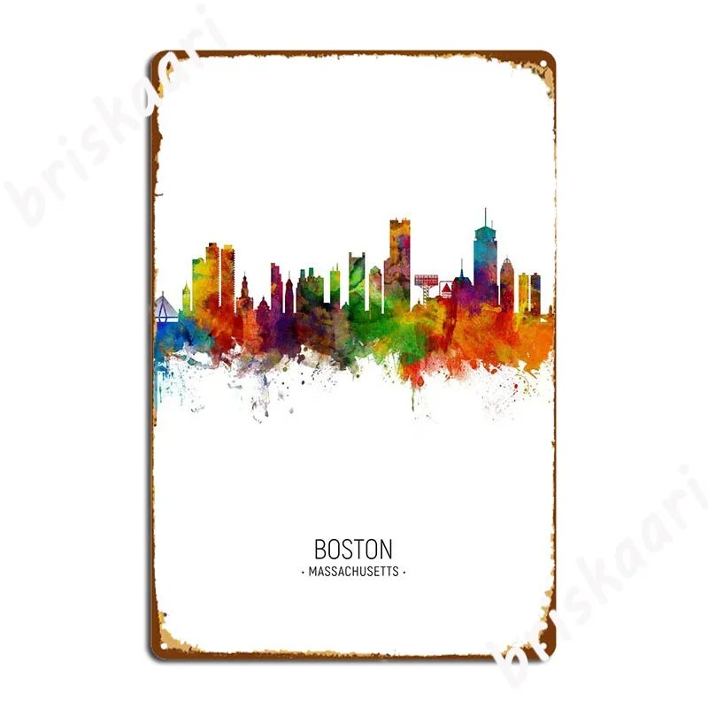 

Металлический знак Бостон Skyline, таблички для кинотеатра, для гостиной, создание фотографий, жестяной знак, плакат