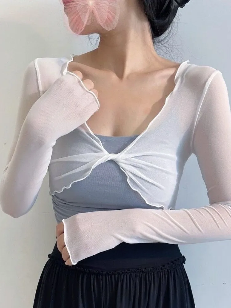 Верхняя одежда через плечо Сетчатая верхняя Одежда для классических танцев