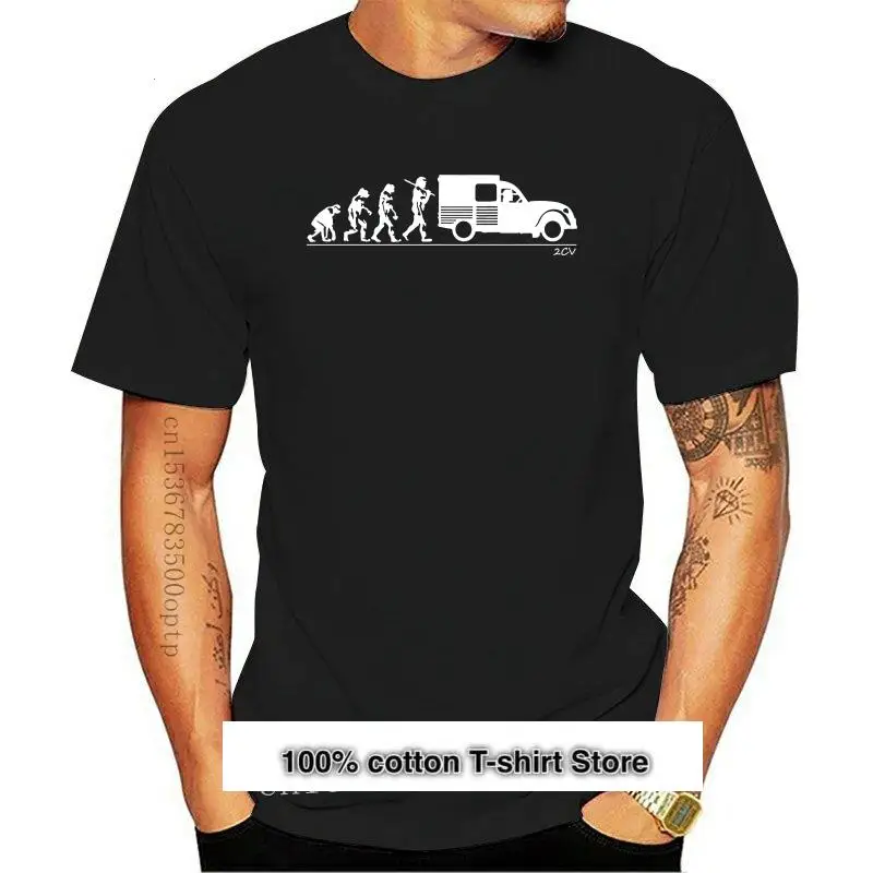 Camiseta de moda para hombre, Camiseta con estampado de evolución de hombre, 2CV, comercial, 2021