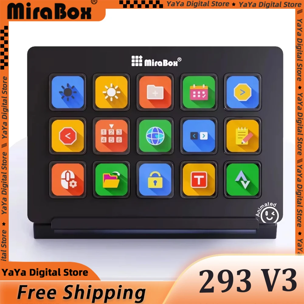 В наличии Mirabox MBox293 V3 15 клавиш Streamdeck с экранной консолью клавиатура макро-кнопка