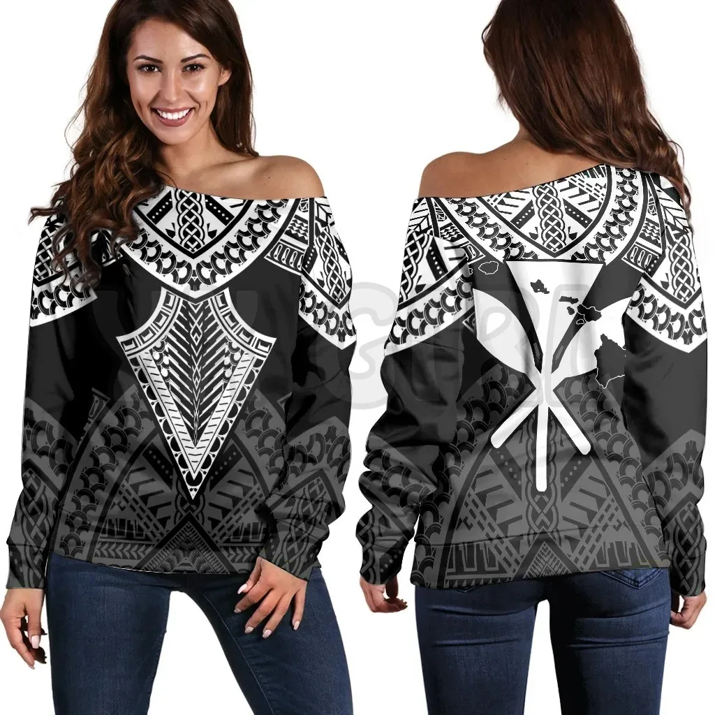 YX GIRL  Hawaii Polynesian Limited   3D Printed Novelty Women Casual Long Sleeve Sweater Pullover