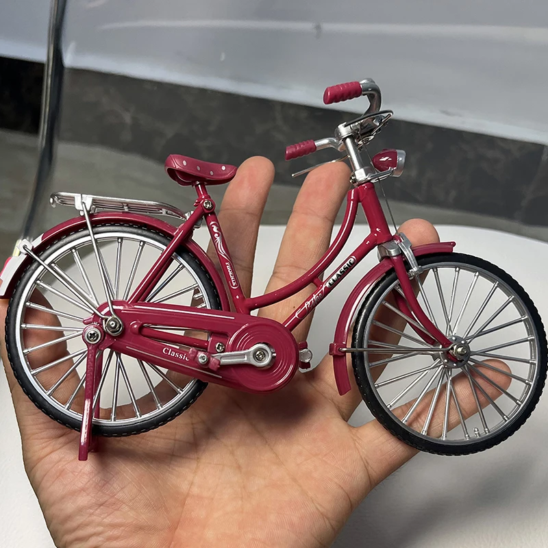 Ретро-стиль масштаб 1:10 розовая модель велосипеда игрушка из металлического