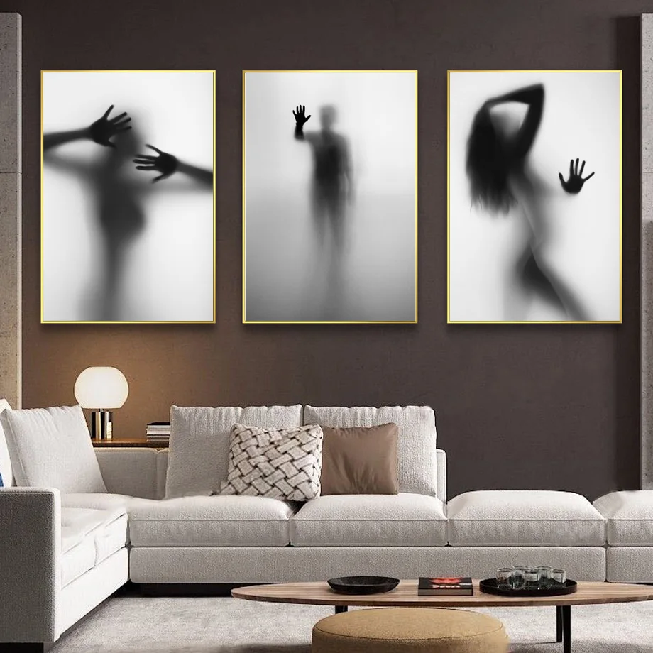 

Black White Sexy Woman Shadow Bathroom Posters And Prints Pictures Wall Art Canvas Painting Modern Nordic Decor For Living Room