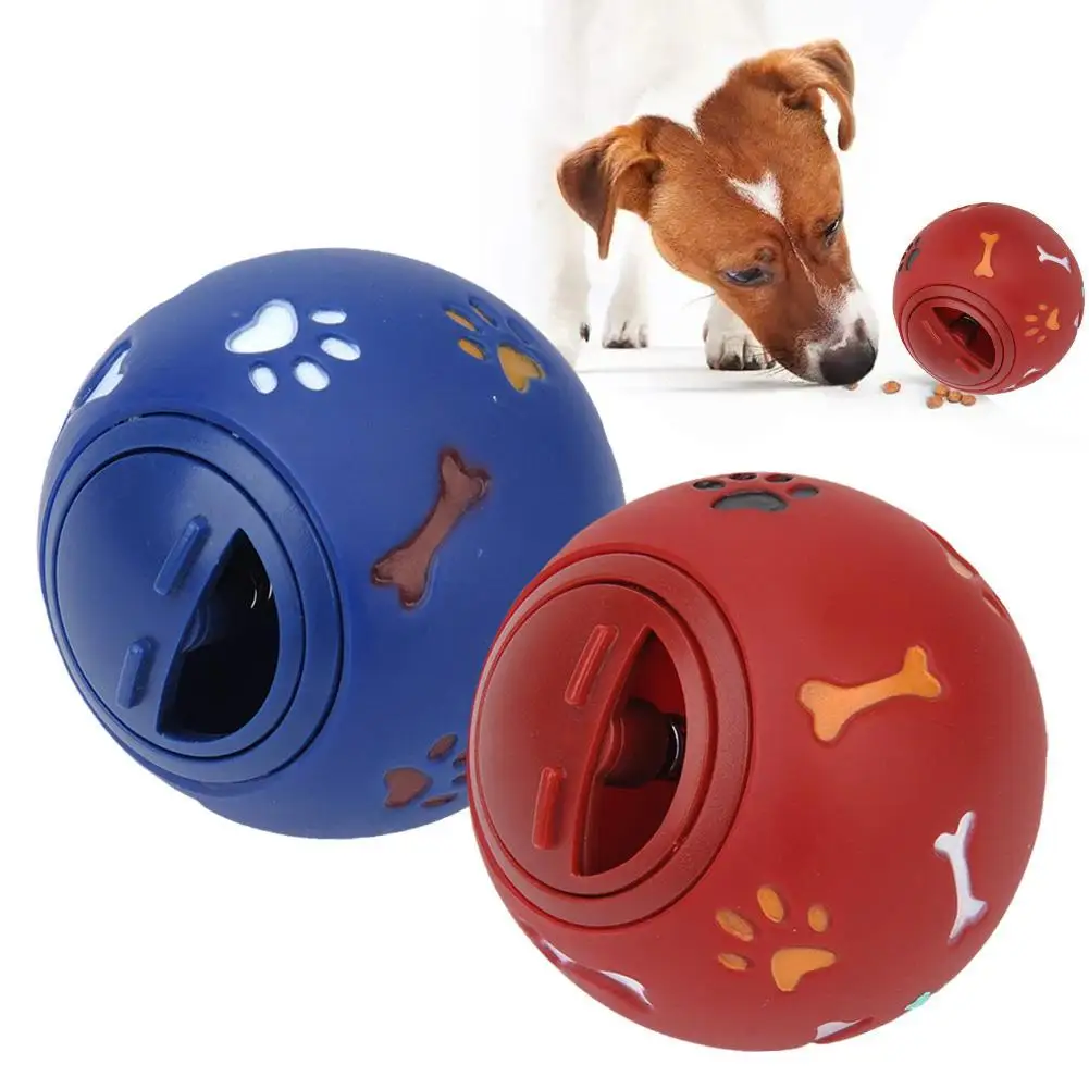 

Dog Toy Rubber Ball Chew Dispenser Leakage Food Play Ball Interactive Pet Dental Teething Training Toy Blue Red Balls