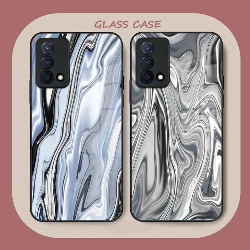 

Metal Liquid Phone Case Glass For OPPO FindX3 X3Pro X5Pro K7 K9 Reno 6 6Z 7SE 4 5F A54 A53 A92S A93S A95 Cover