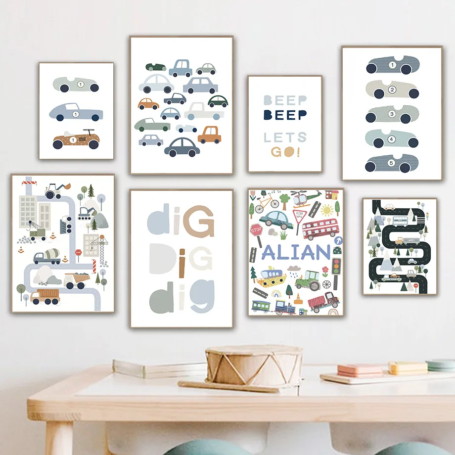 Bus Name Custom Wall Art Canvas Painting Posters And Prints Wall Pictures Kids Room Decor