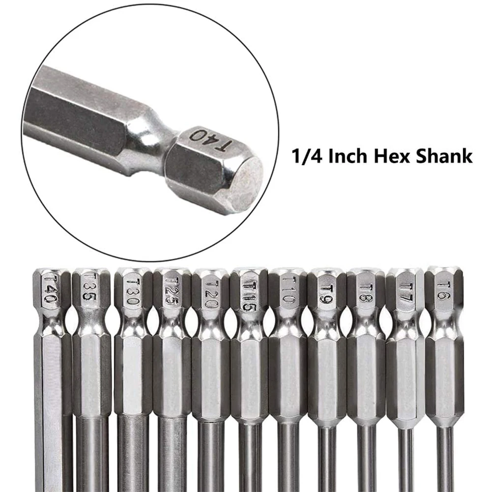 

11Pcs 1/4 Hex Bits Driver Tamper Proof Security Drill Magnetic Bit Set Torx Screwdriver Flat Head F1FC High Quality 75/100mm
