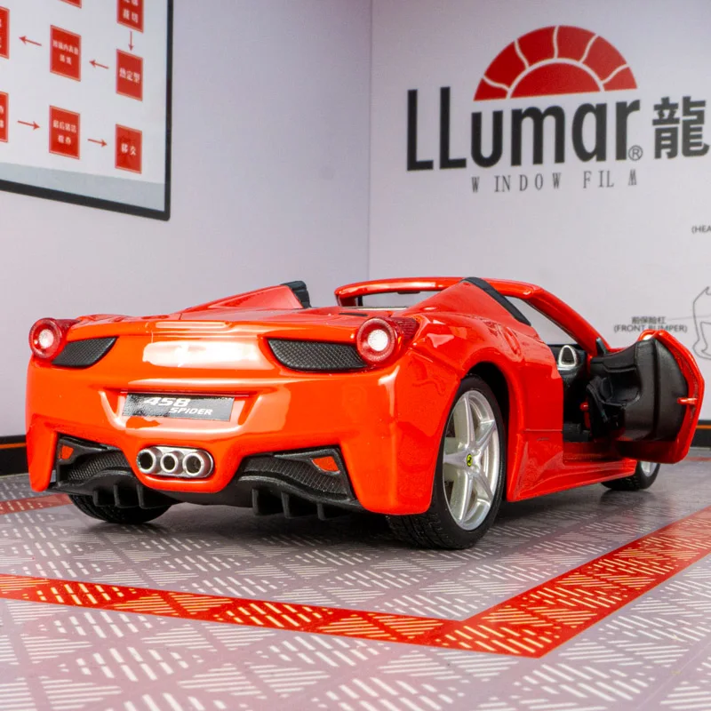 Фото Bburago 1:24 Ferrari 458 Spider, трансформируемая модель автомобиля, двери с обеих сторон, которую можно открыть, тонкая работа №3
