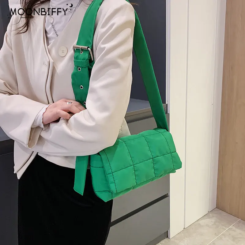 

Женские сумки на плечо, новинка, модные хлопковые зимние стеганые мешки с хлопковой подкладкой, женские повседневные сумки через плечо, сумки