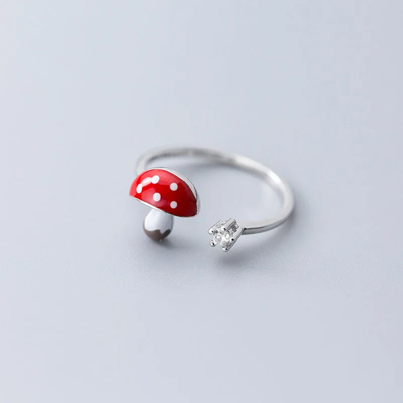 

New Creative Design Ring Trend Cute Small and Delicate Mushroom Girl Heart Adjustable Casual Party Women's Gift