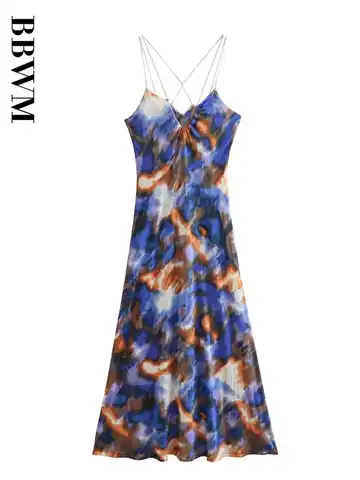 Tie Dye Knitted Dress Women Print Midi Dress Woman Sexy Vintage Backless Party Dresses Women 2023 Summer Beach Chic Female Dress