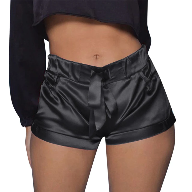 

2022 Silk Satin High Waist Shorts Women Sexy Bodycon Flannel Short Pants Pantalones Mujer Fitness Sleep Wear NEW