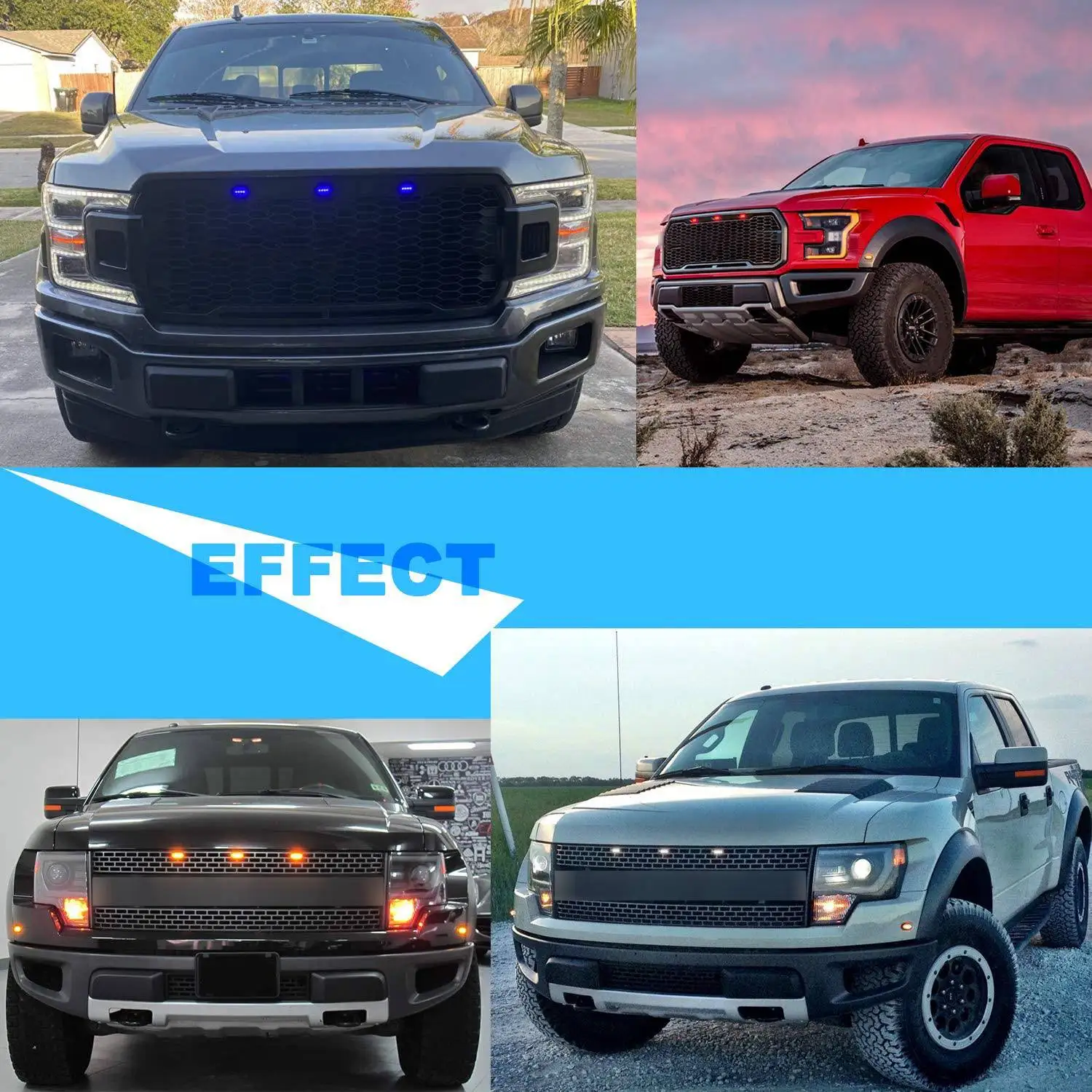 Передние габаритные огни для Ford Raptor F150 решетки 2010-2014 и 2017-2021 дымчатые линзы