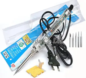 Электрический паяльник GJ 907 с регулируемой постоянной температурой, без свинца, с внутренним нагревом, 5 наконечников, 220 В, 60 Вт