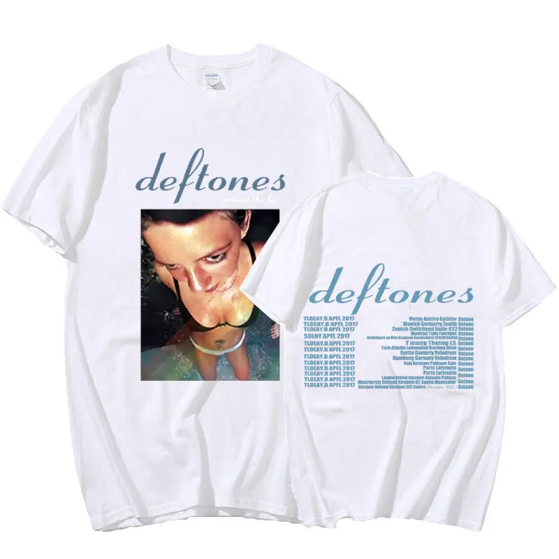 Summer Deftones Around The Fur Tour Band Concert T-Shirt Punk Hippie T-Shirts Goth Retro Grunge Tee Shirt for Unisex Streetwear - купить по