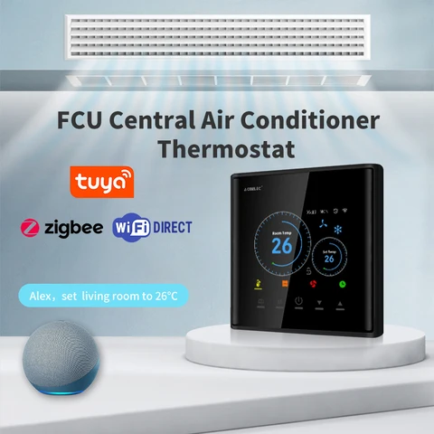 Умный термостат Tuya для Google Home, цифровой центральный кондиционер с Wi-Fi и регулировкой температуры в помещении