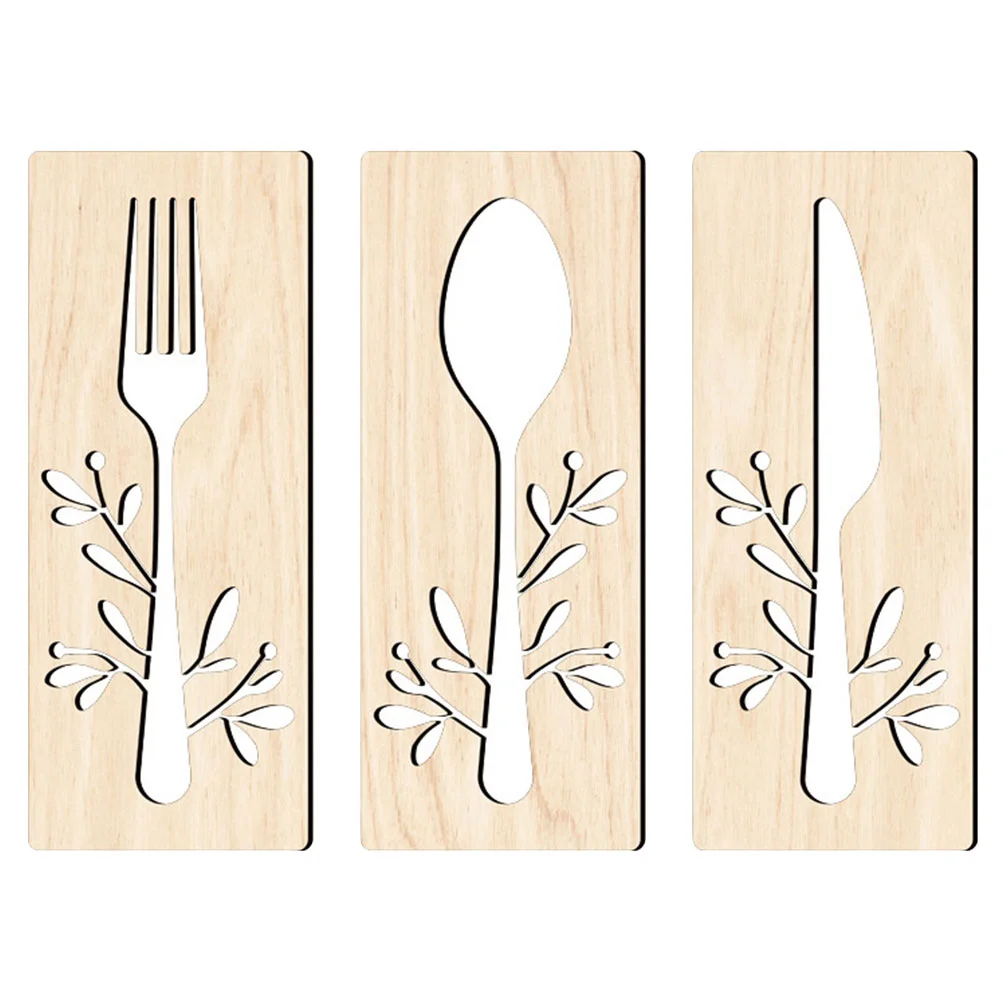 

Wall Kitchen Decor Sign Eat Signs Fork Spoon Farmhouse Wood Wooden Hanging Decals Love Rustic Stickers Utensils Vinyl Plaques