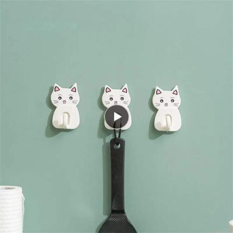 

Waterproof Moisture-proof Cat Sticker Hooks Strong Load-bearing Wall Hooks Strong Load-bearing Adhesive Design Cute Cat Shape