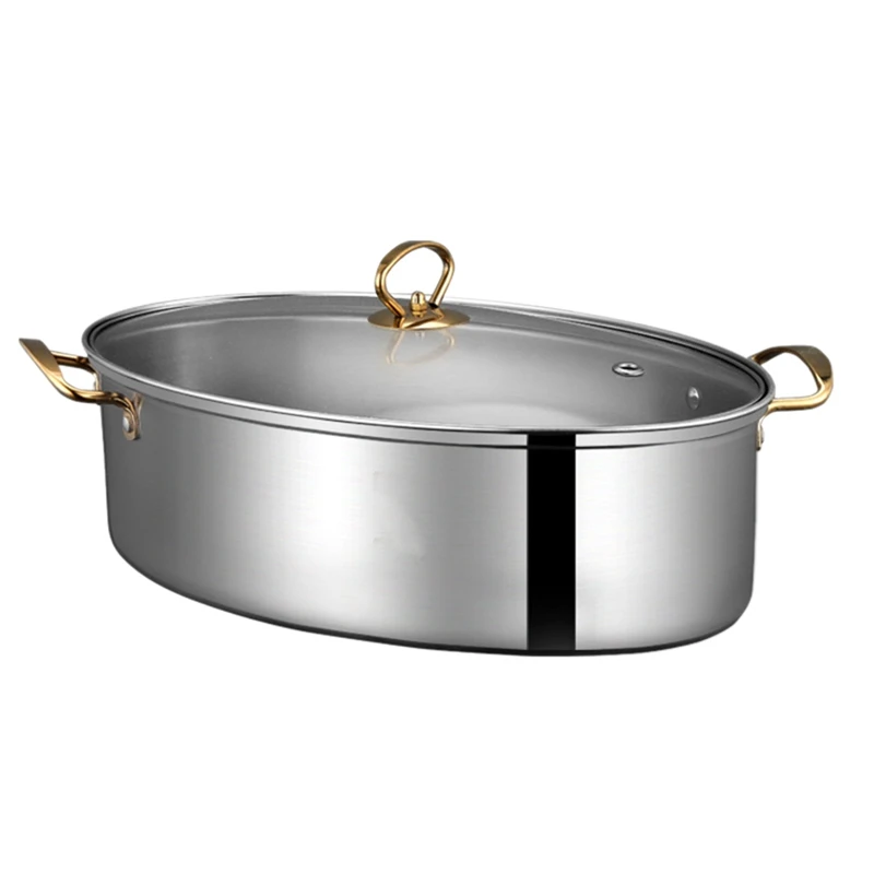

Steamer Household Oval Fish Steamer with Steaming Grid Pot Soup Pot Pasta Pot