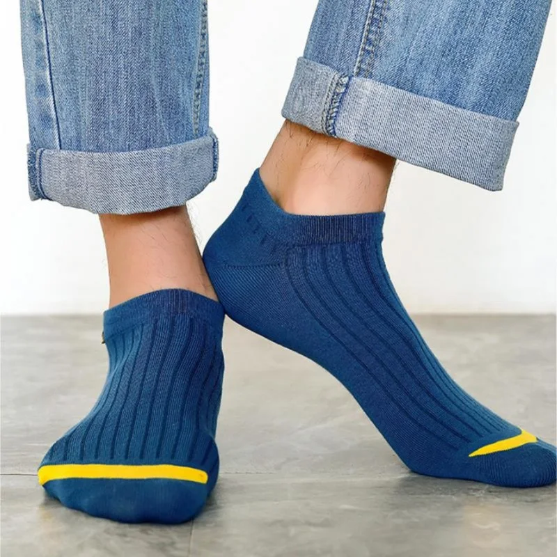 5Pairs/Lot Combed Cotton Men Socks Ankle Socks Solid Color Mesh Breathable Casual Socks Summer Fitness Outdoor Sport Stockings