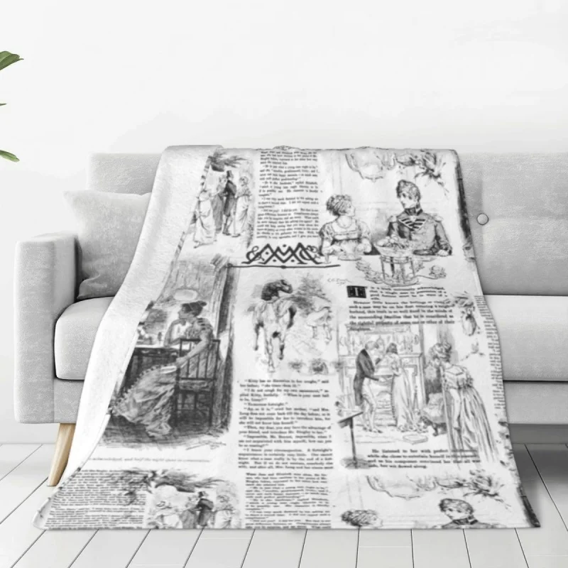 

Pride And Prejudice Jane Austen Blanket Fleece Spring/Autumn vintage book page Multi-function Super Soft Throw Blankets Outdoor
