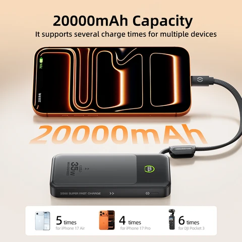【CCC】MOVESPEED P20 LFP Аккумулятор Power Bank 20000 мАч 35 Вт PD Быстрая зарядка Powerbank Внешнее зарядное устройство для iPhone Xiaomi Samsung