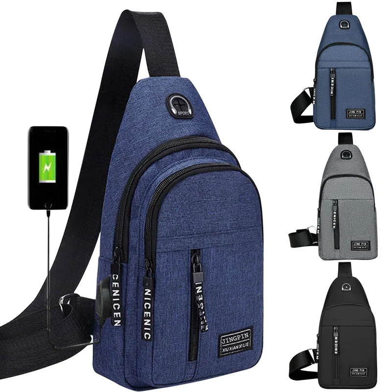 

SALE USB Men Multifunction Men Shoulder Bag Crossbody Bag On Shoulder Travel Sling Bag Pack Messenger Pack Chest Bag For Male