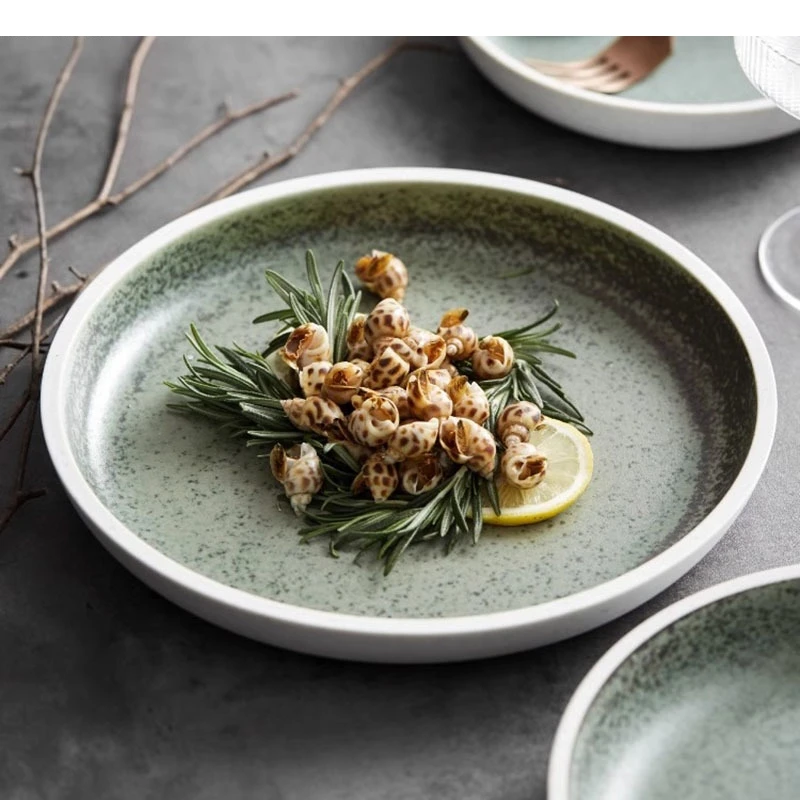 Винтажная круглая керамическая глубокая тарелка для ресторана десерта спагетти