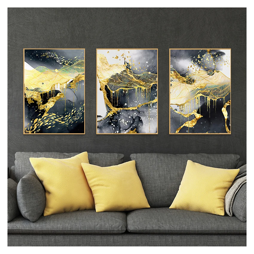 

Abstract Painting Canvas Poster Print Nordic Decoration Wall Art Picutre Modern Home Decor Contemporary Art Golden Black White