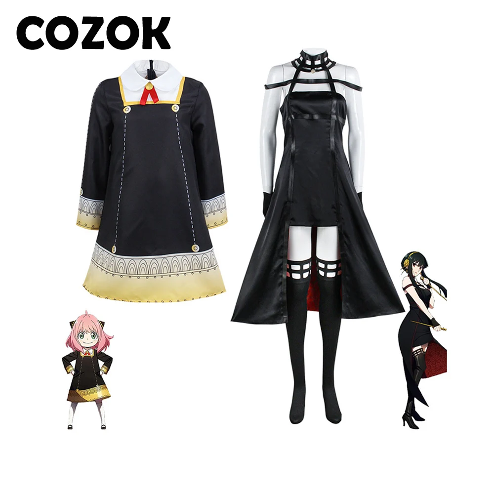 Купи COZOK Anime Spy X Family Anya Yor Forger Cosplay Costume Wig Dress Suit Black Red Skirt Set Party Adult Kids Clothes Carnival за 980 рублей в магазине AliExpress